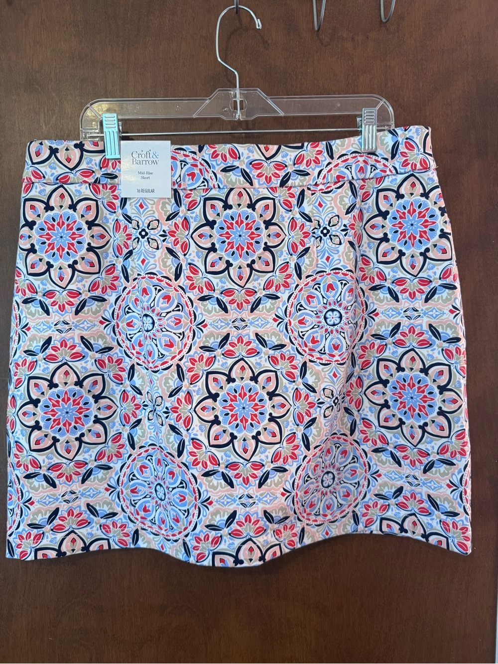 Croft & Barrow Effortless Stretch Skort Size 16 NWT Print Pull-On Pockets - Picture 2 of 9